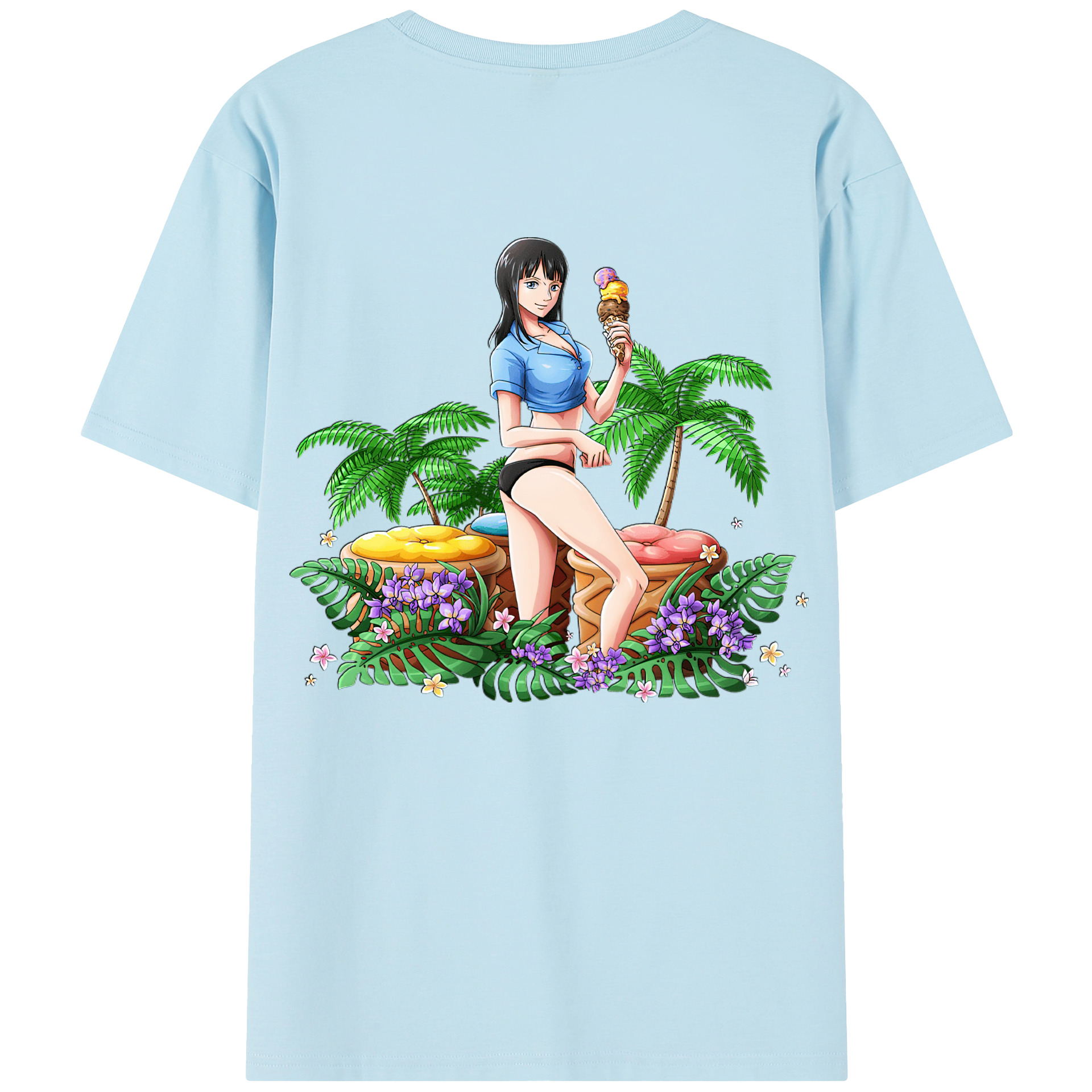 ワンピース ニコ・ロビン ONE PIECE Nico Robin 綿100％半袖Tシャツ（背面プリント）